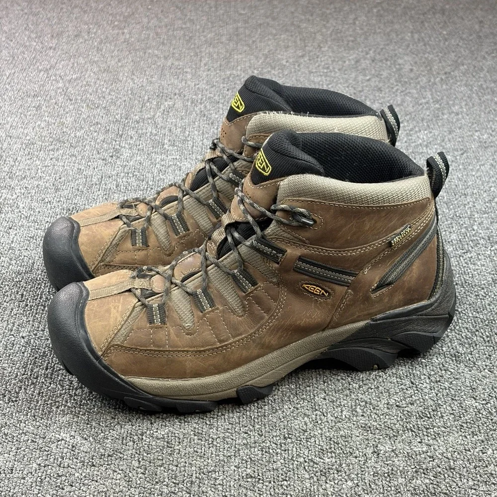 KEEN Targhee II Mid Waterproof Hiking Boots Brown Leather Mens 13 1008418